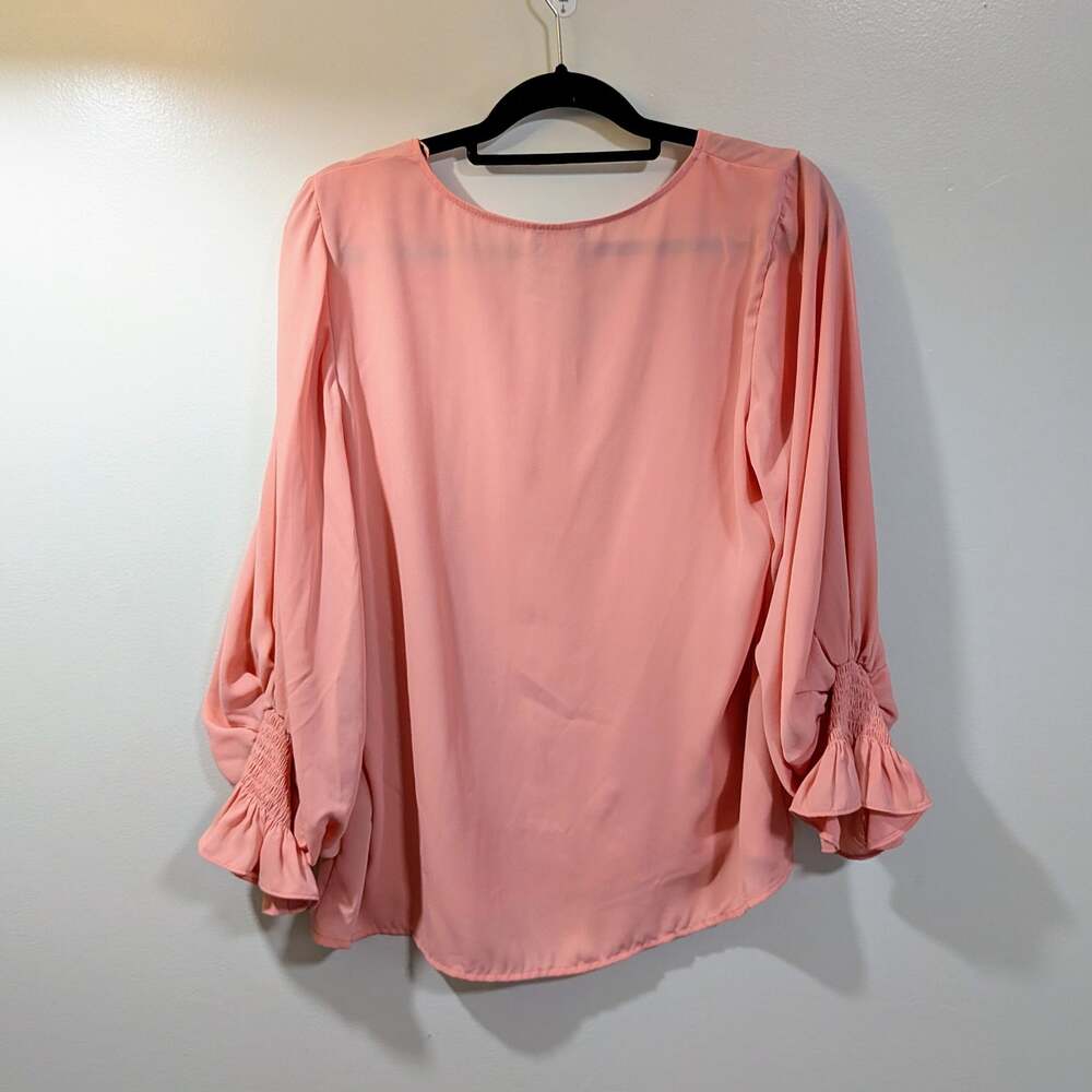 NWT Vince Camuto Canyon Coral Long Sleeve Smocked Cuff Blouse